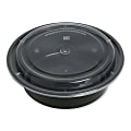 GEN Plastic Food Containers With Lids, 32 Oz, 2-9/16”H x 7-5/16”W x 7-5/16”D, Black/Clear, Pack Of 150 Containers