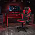 Flash Furniture Gaming Desk And Racing Chair Set With Cup Holder And Headphone Hook, Red
