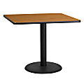 Flash Furniture Square Laminate Table Top With Round Table Height Base, 31-3/16”H x 36”W x 36”D, Natural