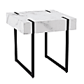 SEI Furniture Rangley Modern Faux Marble End Table, 19-3/4"H x 19-3/4"W x 19-3/4"D, Black/White