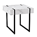 SEI Furniture Rangley Modern Faux Marble End Table, 19-3/4"H x 19-3/4"W x 19-3/4"D, Black/White 1 thumbnail image