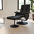 Flash Furniture Massaging Multi-Position Recliner And Ottoman, Black 1 thumbnail image