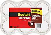 Scotch® Commercial Grade Shipping Packing Tape, 6 Tape Rolls, 1 7/8 in x 54.6 yd, 3" Core, Designed  - 3750 1 thumbnail image