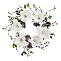 Nearly Natural 24”H Snowed Magnolia And Pine Cone Wreath, 24” x 3”, White 1 thumbnail image