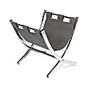Monarch Specialties Faux Leather/Chrome Magazine Rack, 15"H x 15"W x 14"D, Gray 1 thumbnail image