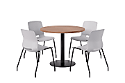 KFI Studios Midtown Pedestal Round Standard H Table Set, River Cherry Top/Black Base/Light Gray Chairs - 840031939906 1 thumbnail image