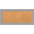 Amanti Art Rectangular Non-Magnetic Cork Bulletin Board, Natural, 33” x 15”, Brushed Nickel Plastic Frame 1 thumbnail image