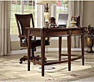 Cole Office Markham Desk Chair, 44 1/4"H x 24"W x 26"D, Cherry Frame, Black Faux-Leather 1 thumbnail image