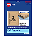 Avery® Printable Postcards With Sure Feed® Technology, 95275-KMC50, Rectangle Scalloped, 4" x 6", Kraft Brown, Pack Of 100 1 thumbnail image