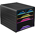 CEP Smoove Plastic 5-Drawer Desktop Organizer, 10 5/8" x 11 5/16" x 14 5/8", Black