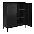 Ameriwood™ Home Mission District 2-Door 3-Shelf Metal Locker Storage Cabinet, 40"H x 31-1/2"W x 15-3/4"D, Black