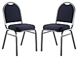 National Public Seating 9200 Series: Dome-Back Premium Fabric Upholstered Banquet Stack Chair, Midnight Blue Seat/Silvervein Frame, Set Of 2