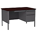 Lorell® Fortress Series 48"W Steel Pedestal Writing Desk, Right-Handed, Charcoal/Mahogany 1 thumbnail image