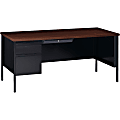 Lorell® Fortress 66"W Steel Pedestal Computer Desk, Left, Black/Walnut 1 thumbnail image