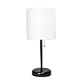 Creekwood Home Oslo USB Port Metal Table Lamp, 19-1/2"H, White Shade/Black Base 1 thumbnail image