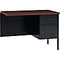Lorell® Fortress Series 42"W Steel Pedestal Return Desk, Right, Black/Walnut