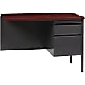 Lorell® Fortress Series 42"W Steel Pedestal Return Desk, Right, Charcoal/Mahogany