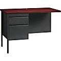 Lorell® Fortress Series 42"W Steel Pedestal Return Desk, Left, Charcoal/Mahogany 1 thumbnail image