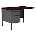 Lorell® Fortress Series 42"W Steel Pedestal Return Desk, Left, Charcoal/Mahogany
