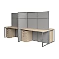 Bush Business Furniture Easy Office 60-inch 4 Person Cubicle Desk with Drawers and Tall Panels, Natural Elm, Standard Delivery 1 thumbnail image