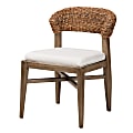 bali & pari Chloe Mahogany Wood/Rattan Dining Accent Chair, Natural Brown