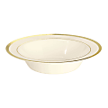 Amscan Premium Plastic Bowls, 7-1/2", Cream With Gold Trim, 10 Bowls Per Pack, Set Of 2 Packs