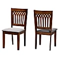 Baxton Studio Genesis Finished Wood Dining Accent Chair, Gray/Walnut Brown, Set Of 2 Chairs