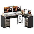 Bestier 63"W L-Shaped Corner Executive Desk With Monitor Stand & Open Storage, Gray