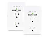 CyberPower MP18HO007 - Multi Pack - power strip - AC 125 V - input: NEMA 5-15P - output connectors: 2 (2 x USB, 2 x NEMA 5-15R) - white (pack of 2) 1 thumbnail image