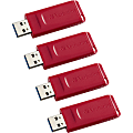 Verbatim Store 'n' Go USB Flash Drives - 16 GB - USB 2.0 - Red - Lifetime Warranty - 4 / Carton