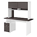 Bush Business Furniture Jamestown Desk With 2 Drawers And Hutch, 60"W, Storm Gray/White, Standard Delivery
