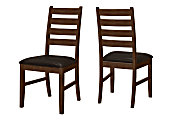Monarch Specialties Merritt Wood/Fabric Dining Chairs, Brown, Set Of 2 Chairs