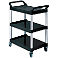 Rubbermaid® 3-Shelf Utility Cart, 37 3/4"H x 33 5/8"W x 18 5/8"D, Black 1 thumbnail image