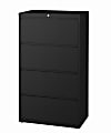 WorkPro® 30"W Lateral 4-Drawer File Cabinet, Metal, Black