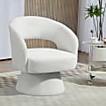 Glamour Home Belenus Corduroy Fabric Accent Chair With Swivel Base, White 1 thumbnail image