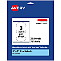 Avery® Permanent Labels With Sure Feed®, 94052-WMP25, Oval, 3" x 5", White, Pack Of 75