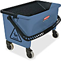 Rubbermaid Commercial Finish Mop Bucket w/ Wringer - Hinged Lid, Ergonomic Design, Handle - 16.2" x 26.2" - Blue - 1 / Carton