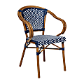Flash Furniture Bordeaux Indoor/Outdoor Commercial Bistro Stacking Chair with Arms, Navy & White/Natural Frame - SDAS642142NVWN 1 thumbnail image