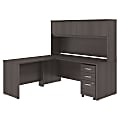 Bush Business Furniture Studio C 72"W x 30"D L Shaped Desk with Hutch, Mobile File Cabinet and 42"W Return, Storm Gray, Premium Installation