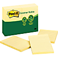 Post-it Greener Notes, 4 in x 6 in, Canary Yellow, Lined - 1200 - 4" x 6" - Rectangle - 100 Sheets per Pad - Ruled - Canary Yellow - Paper - Self-adhesive, Repositionable - 12 / Pack
