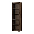 South Shore Axess 69"H 5-Shelf Narrow Bookcase, Natural Walnut 1 thumbnail image