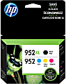 HP 952XL/952 High-Yield Black And Cyan, Magenta, Yellow Ink Cartridges, Pack Of 4, N9K28AN