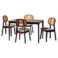 Baxton Studio Darrion 5-Piece Dining Set, 29-1/2”H x 47-1/4”W x 29-15/16”D, Gray/Walnut Brown/Light Brown