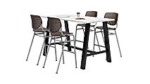 KFI Studios Midtown Bistro Table With 4 Stacking Chairs, 41"H x 36"W x 72"D, Designer White/Brownstone