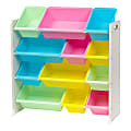 IRIS 4-Tier Storage Bin Organizer Rack, 35-1/4"H x 34"W x 13-3/4"D, Pastel Multicolor
