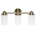 Lalia Home Essentix 3-Light Wall Mounted Vanity Light Fixture, 6-1/2”W, Opaque White/Antique Brass