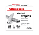Office Depot® Brand Standard Staples, 1/4", 5,000 Staples Per Pack, Box Of 3 Packs