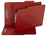 Smead® Color Pressboard Fastener Folders With SafeSHIELD® Coated Fasteners, Letter Size, 1/3 Cut, Bright Red, Box Of 25