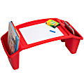 Mind Reader Sprout Collection Plastic Lap Desk with Side Storage Pockets, 8-1/2" H x 10-3/4" W x 22-1/4" D, Red, KIDLAP-RED