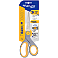Westcott® Titanium Bonded Scissors, 8", Straight, Soft Handle, Adjustable Glide, Pointed, Gray/Yellow 1 thumbnail image
